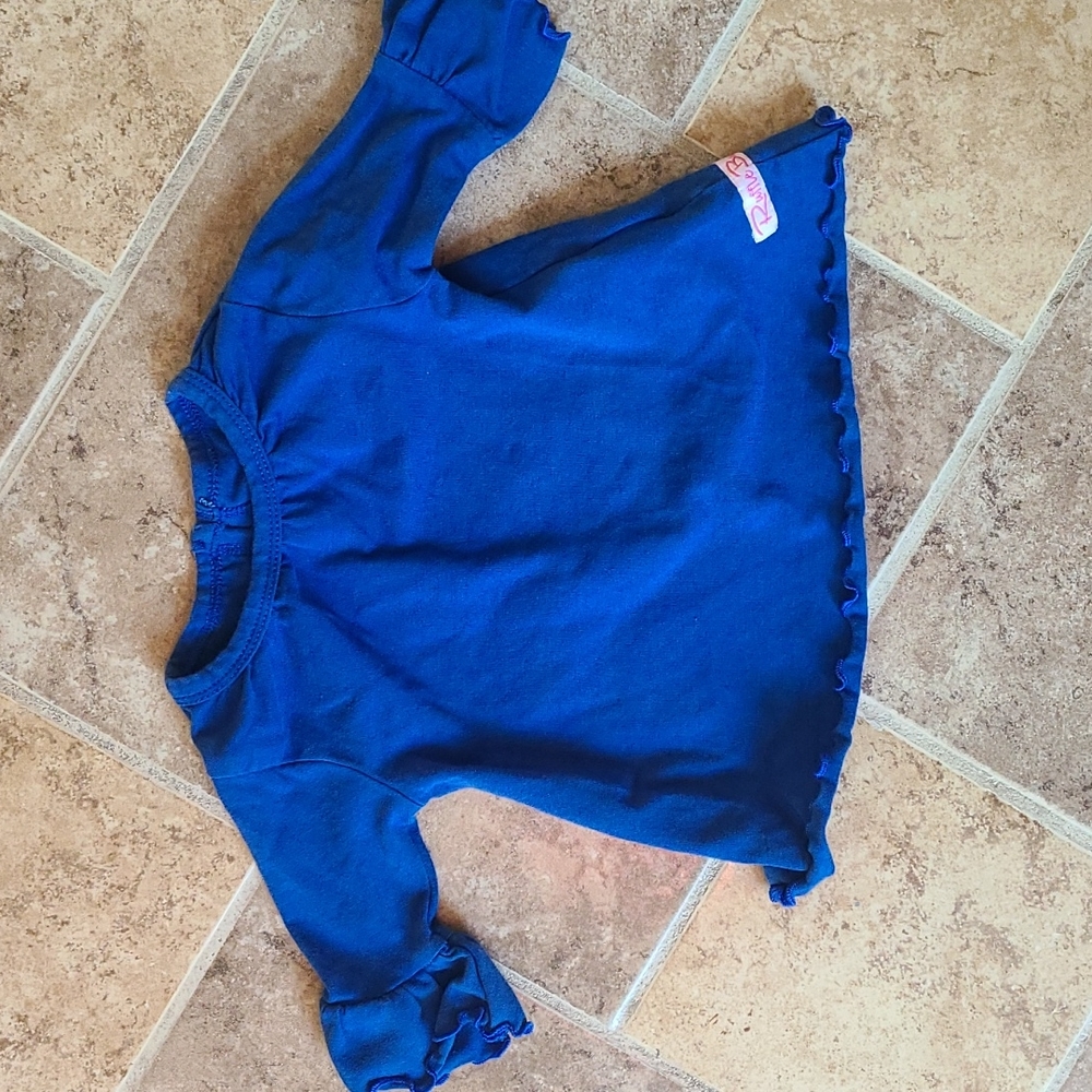 Ruffle Butts Blue 3/4 length top 3-6 month